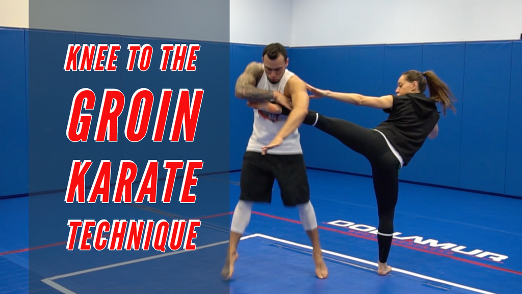 Knee to the groin karate technique.